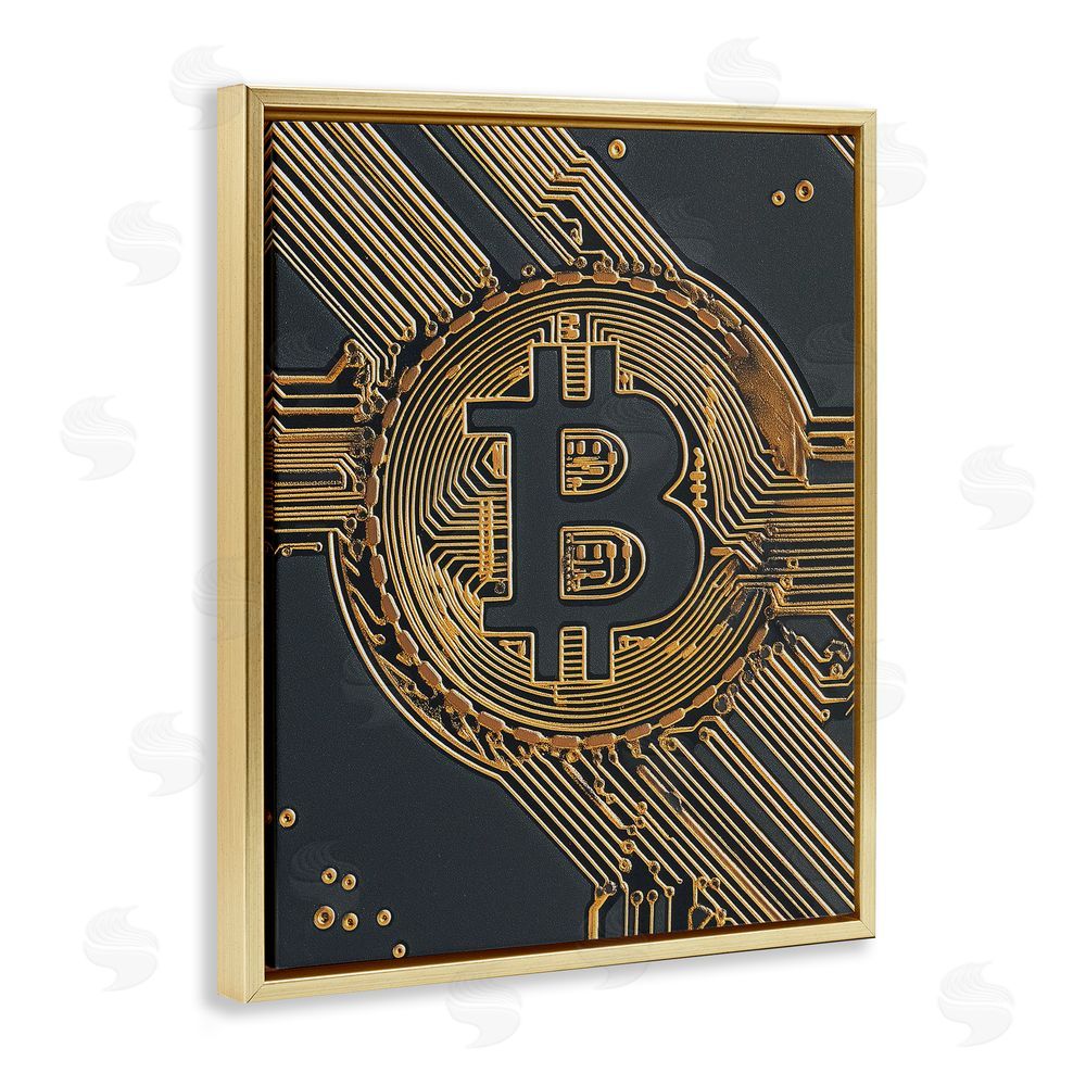 Svetlana Aleynikova Web Of Wealth Circuits Gold Floating Frame Canvas Wall Art Print