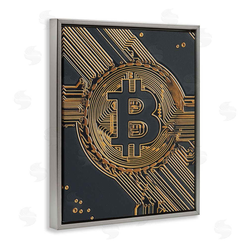 Svetlana Aleynikova Web Of Wealth Circuits Gray Floating Frame Canvas Wall Art Print
