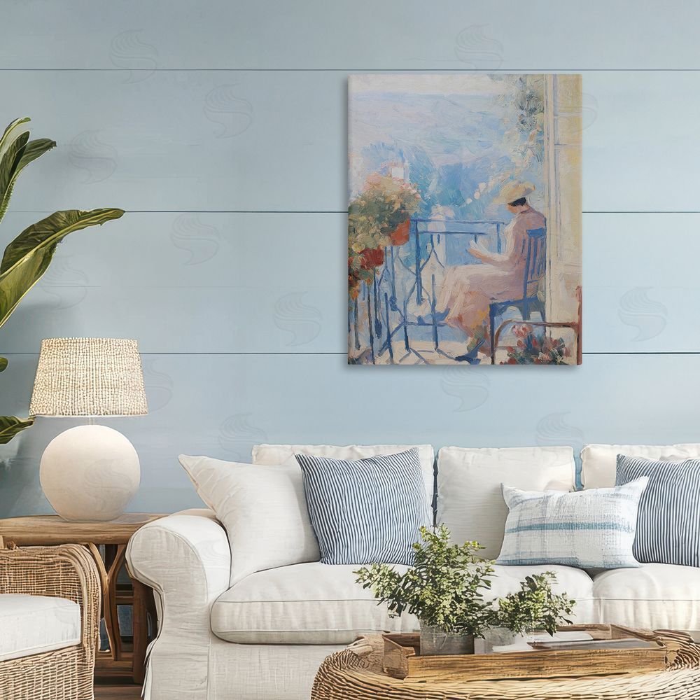 Svetlana Aleynikova Reading In The Sun Canvas Wall Art Print in Room