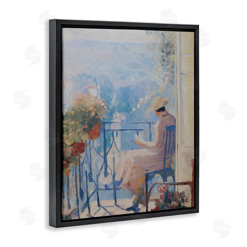 Svetlana Aleynikova Reading In The Sun Black Floating Frame Canvas Wall Art Print