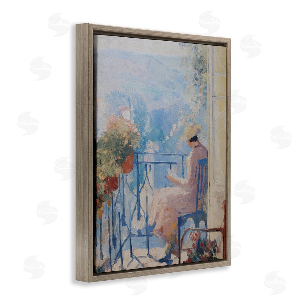 Svetlana Aleynikova Reading In The Sun Brown Floating Frame Canvas Wall Art Print