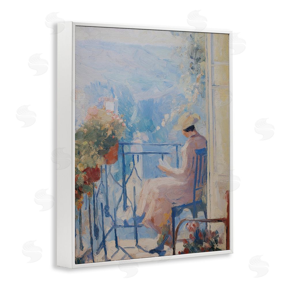 Svetlana Aleynikova Reading In The Sun White Framed Giclee Wall Art Print
