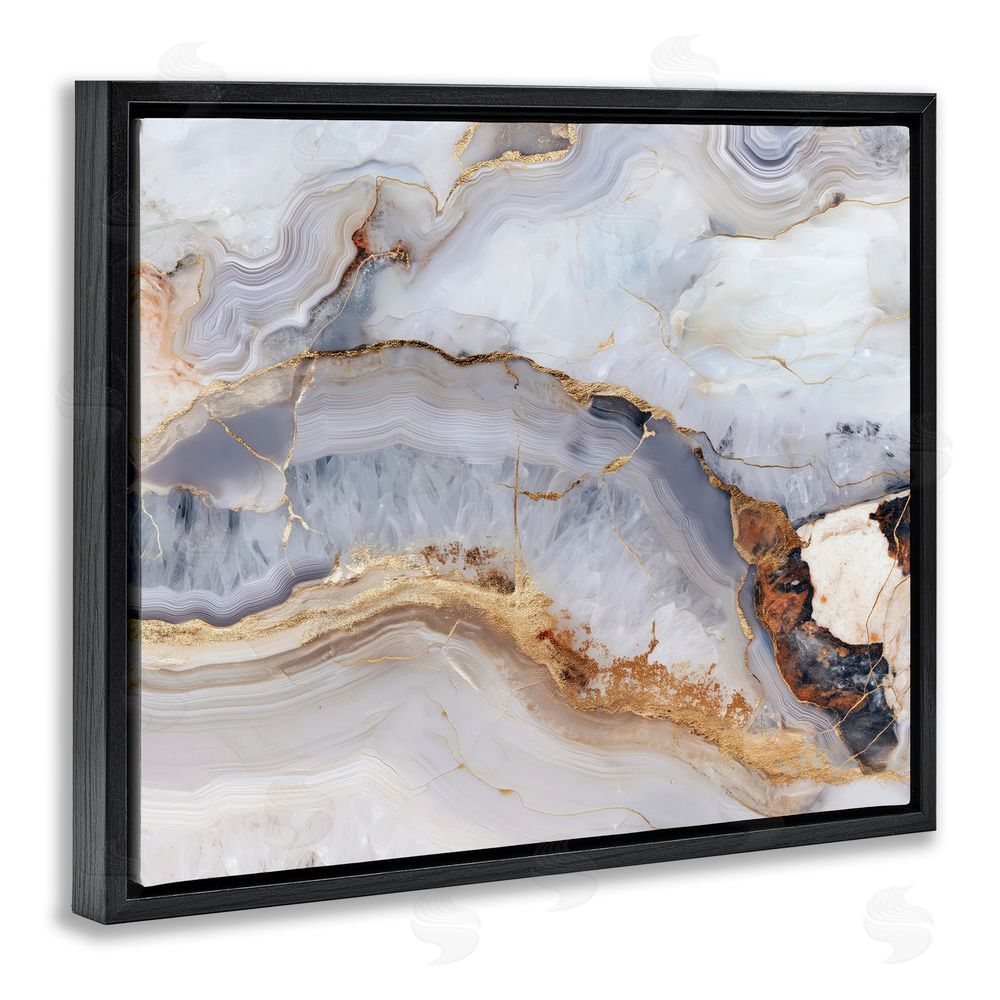 Svetlana Aleynikova Marbled Gold Stone Black Floating Frame Canvas Wall Art Print