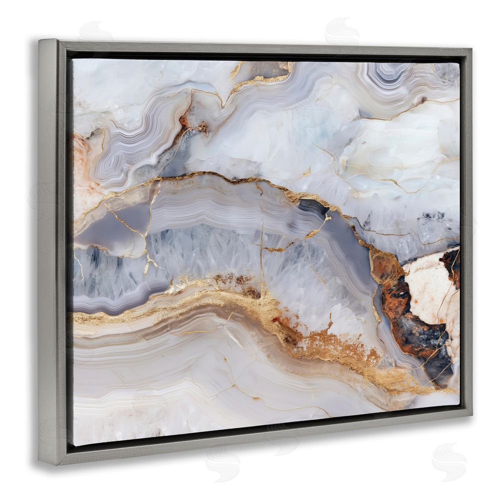 Svetlana Aleynikova Marbled Gold Stone Gray Floating Frame Canvas Wall Art Print