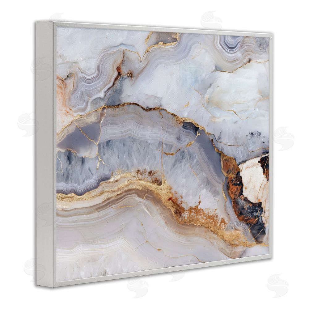 Svetlana Aleynikova Marbled Gold Stone White Framed Giclee Wall Art Print