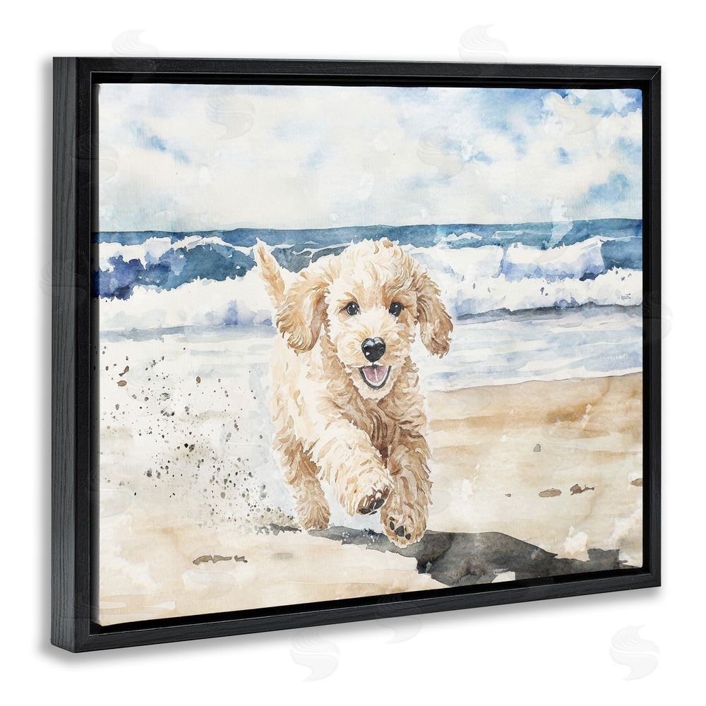 Svetlana Aleynikova Ocean's Best Friend Pup Black Floating Frame Canvas Wall Art Print