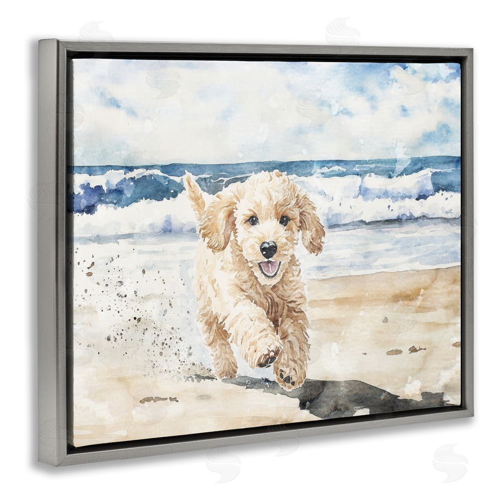 Svetlana Aleynikova Ocean's Best Friend Pup Gray Floating Frame Canvas Wall Art Print