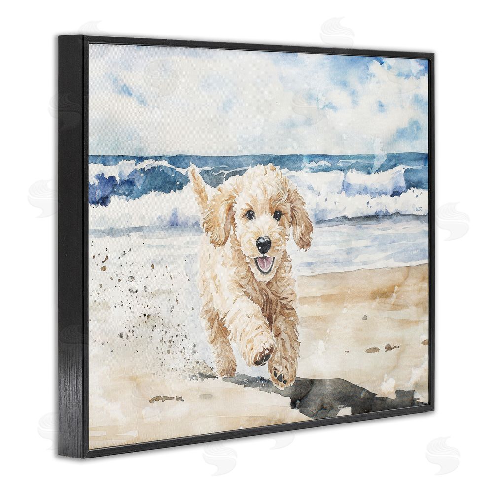 Svetlana Aleynikova Ocean's Best Friend Pup Black Framed Giclee Wall Art Print
