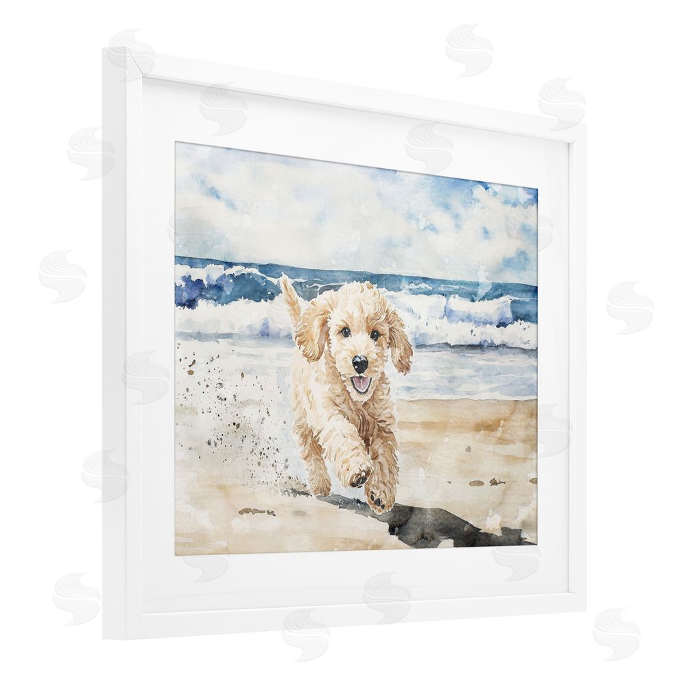 Svetlana Aleynikova Ocean's Best Friend Pup White Framed Print Under Glass Wall Art