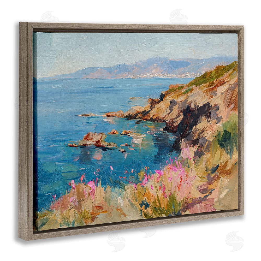 Svetlana Aleynikova Where Mountains Meet Sea Brown Floating Frame Canvas Wall Art Print