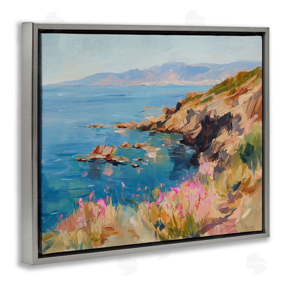 Svetlana Aleynikova Where Mountains Meet Sea Gray Floating Frame Canvas Wall Art Print