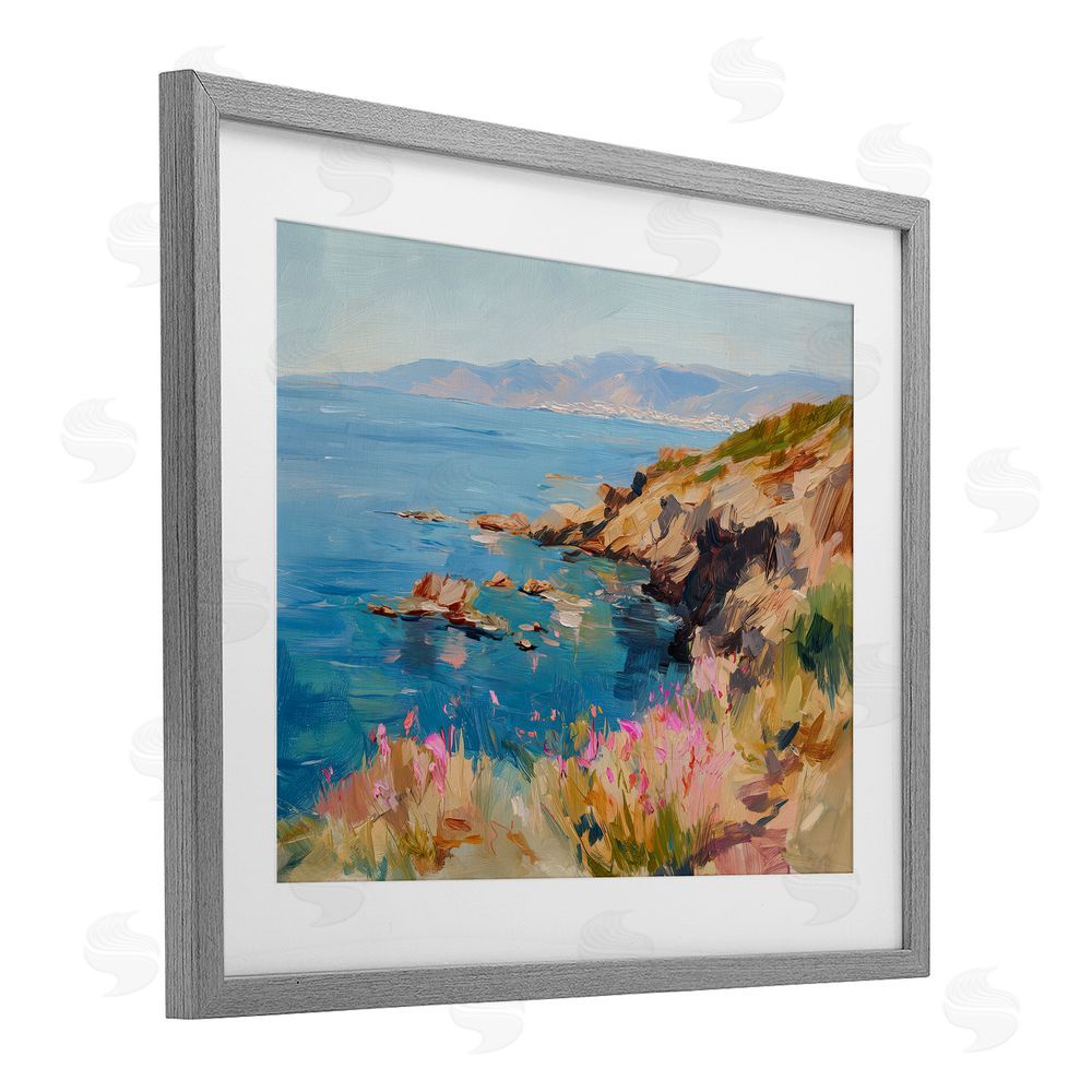 Svetlana Aleynikova Where Mountains Meet Sea Gray Framed Print Under Glass Wall Art