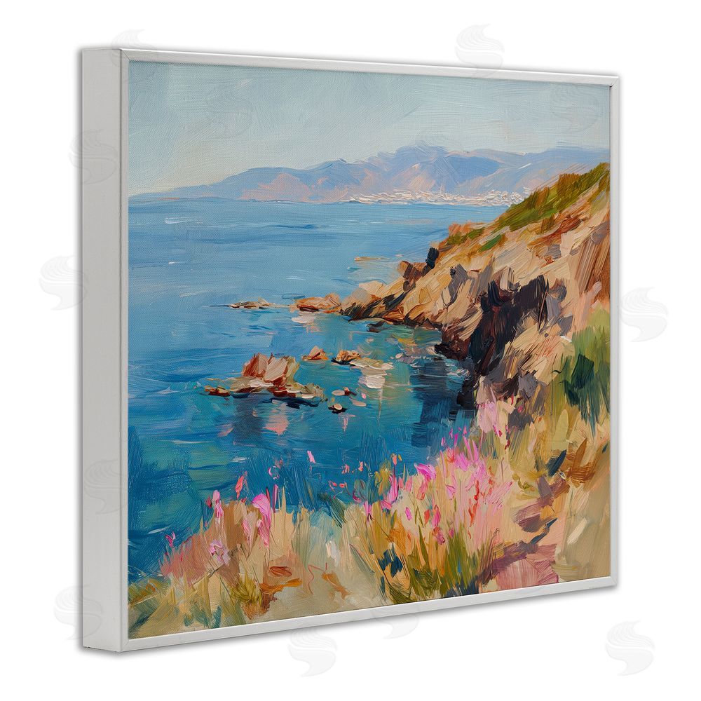 Svetlana Aleynikova Where Mountains Meet Sea White Framed Giclee Wall Art Print
