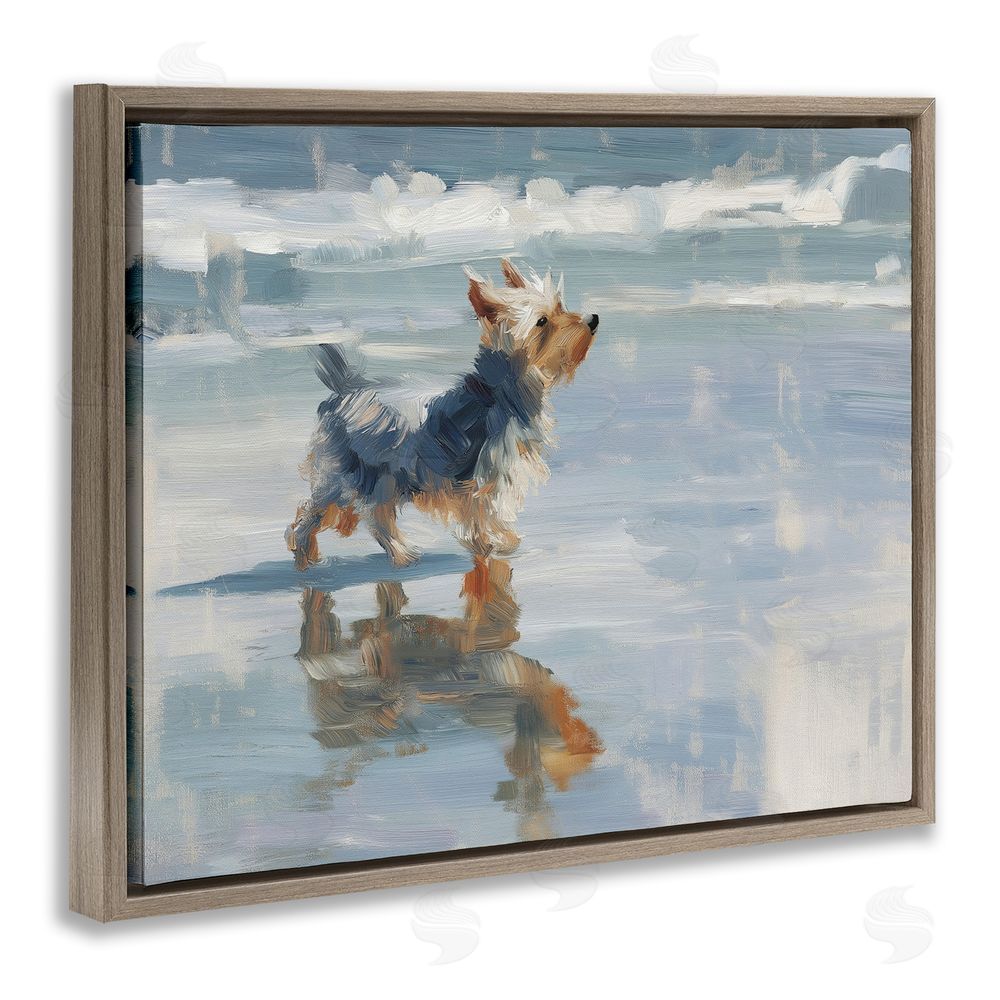 Svetlana Aleynikova Yorkie's Quiet Moment Brown Floating Frame Canvas Wall Art Print