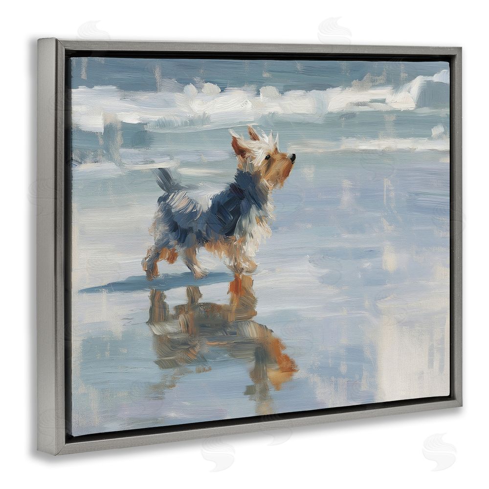 Svetlana Aleynikova Yorkie's Quiet Moment Gray Floating Frame Canvas Wall Art Print