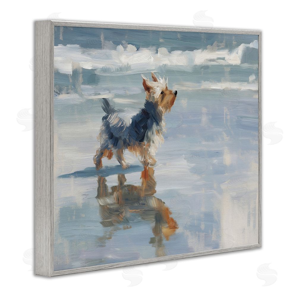 Svetlana Aleynikova Yorkie's Quiet Moment Gray Framed Giclee Wall Art Print