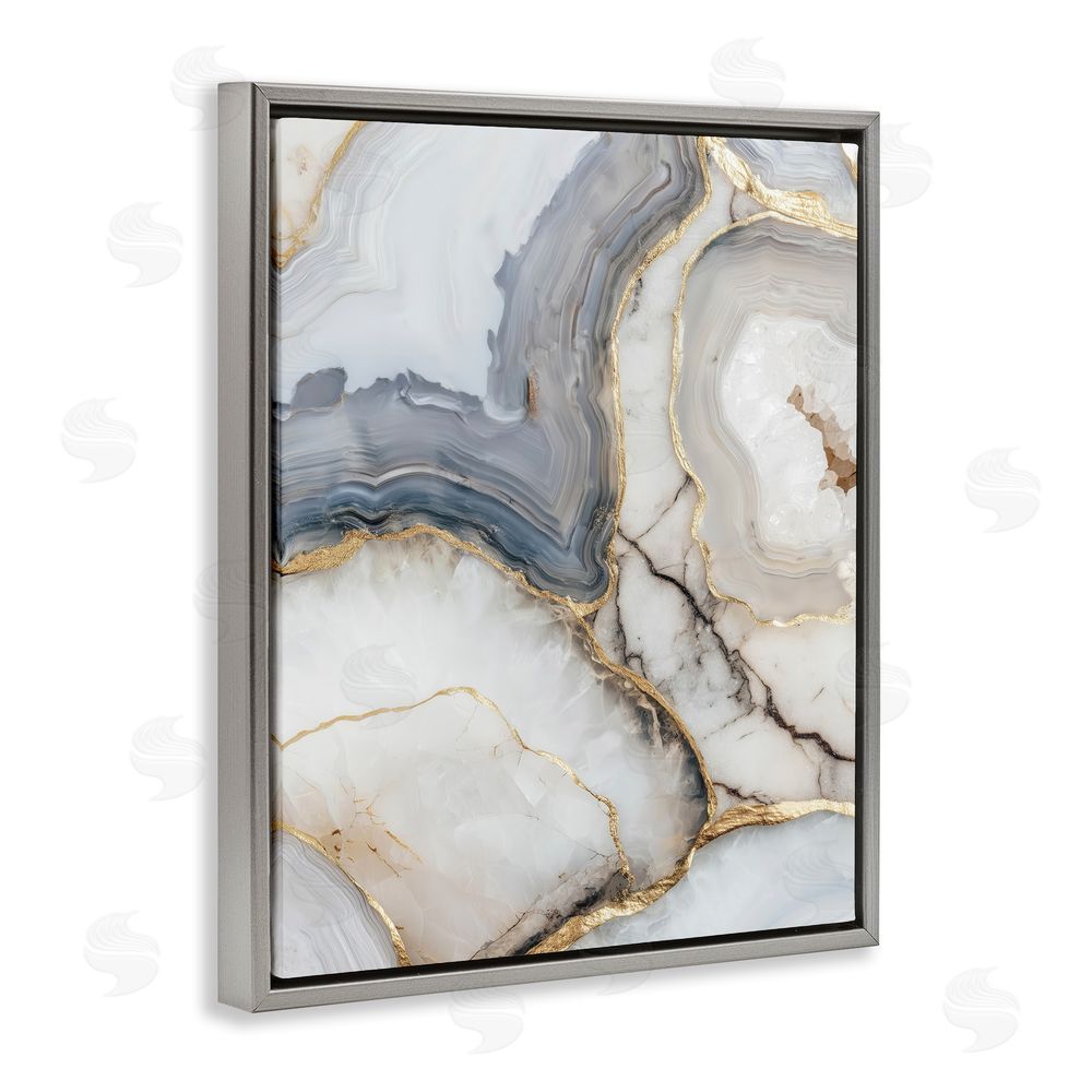 Svetlana Aleynikova Crystal Geode with Gold Gray Floating Frame Canvas Wall Art Print