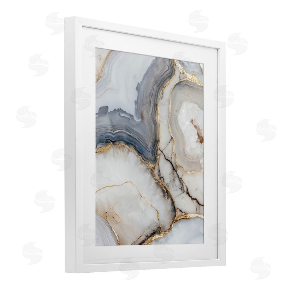 Svetlana Aleynikova Crystal Geode with Gold White Framed Print Under Glass Wall Art