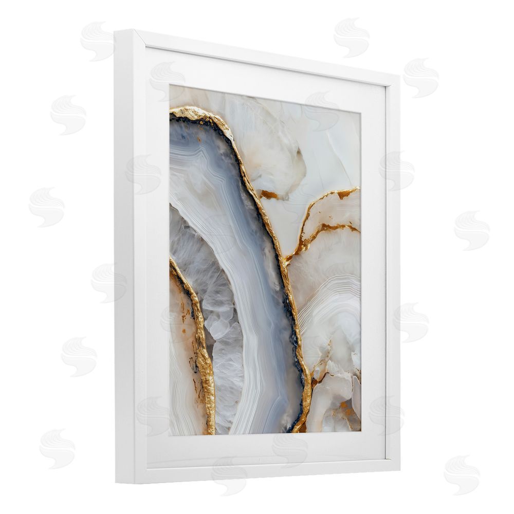 Svetlana Aleynikova Golden Marble Flow White Framed Print Under Glass Wall Art