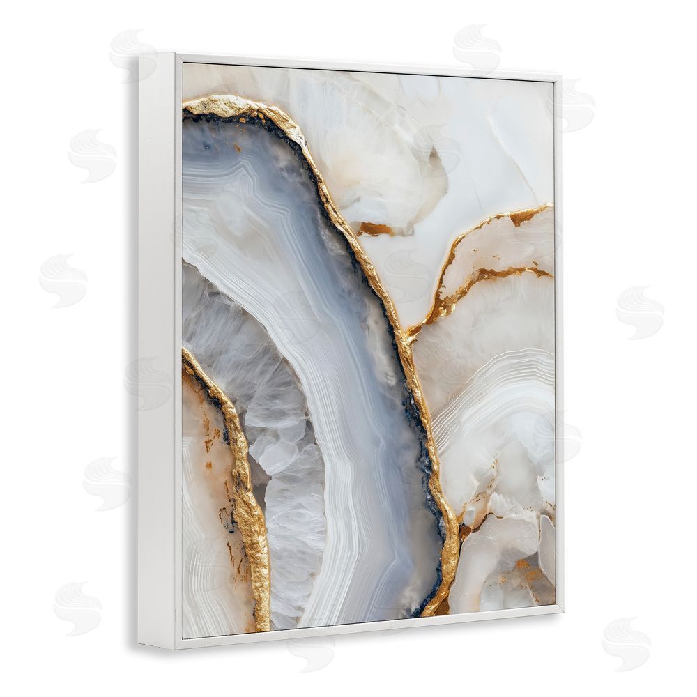 Svetlana Aleynikova Golden Marble Flow White Framed Giclee Wall Art Print
