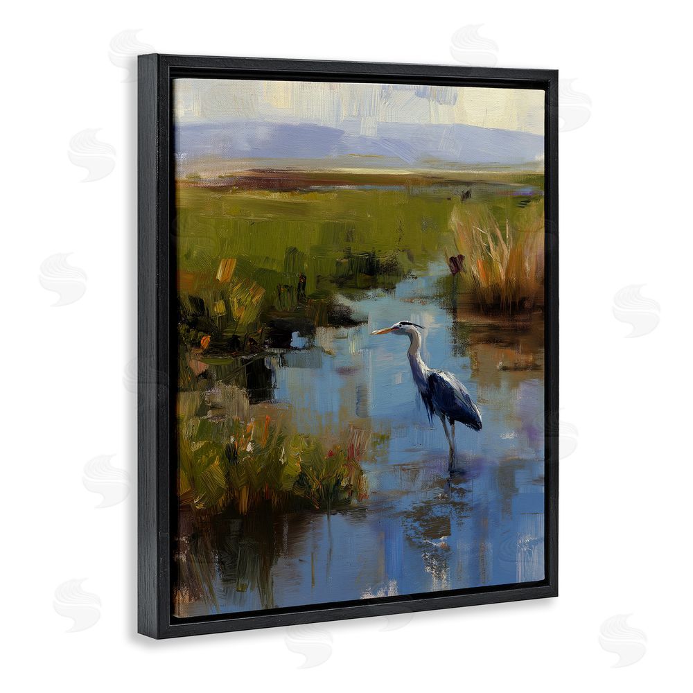 Svetlana Aleynikova Bird Among The Reeds Black Floating Frame Canvas Wall Art Print