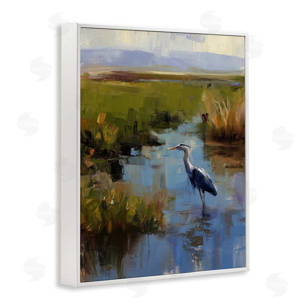 Svetlana Aleynikova Bird Among The Reeds White Framed Giclee Wall Art Print