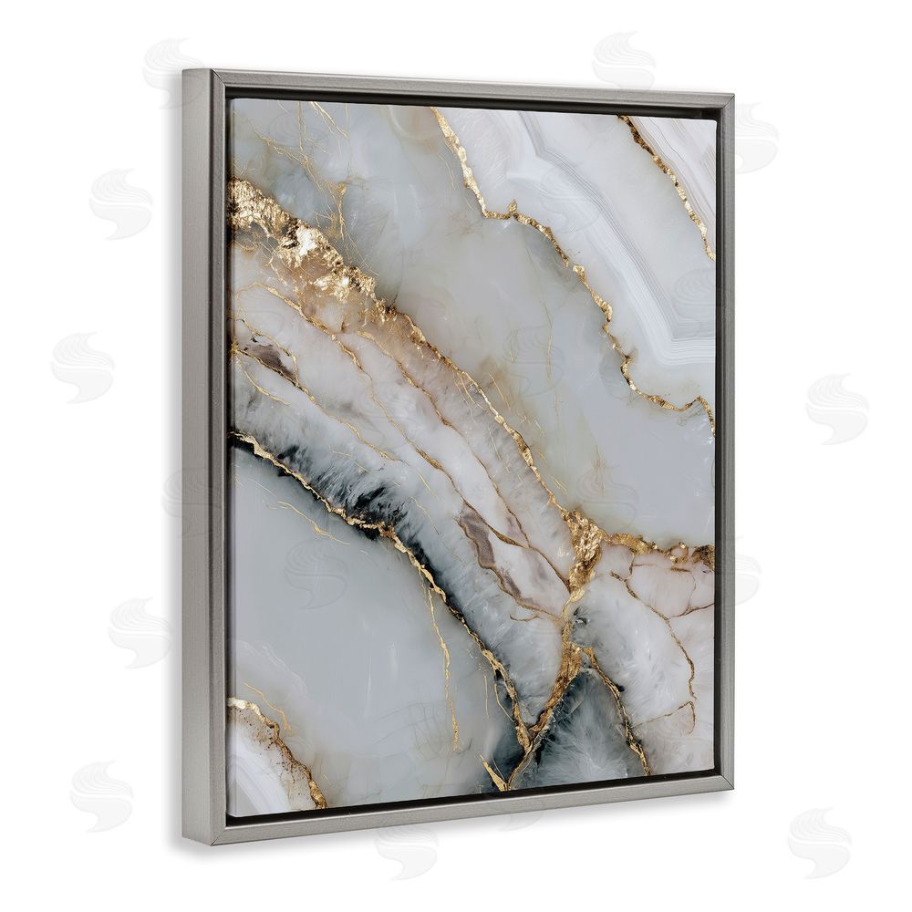 Svetlana Aleynikova Glinting Abyss Geode Gray Floating Frame Canvas Wall Art Print