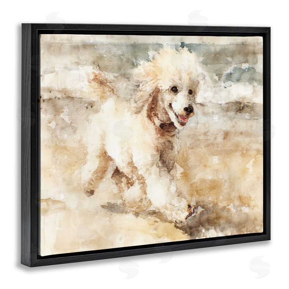 Svetlana Aleynikova Coastal Breeze & Poodle Black Floating Frame Canvas Wall Art Print