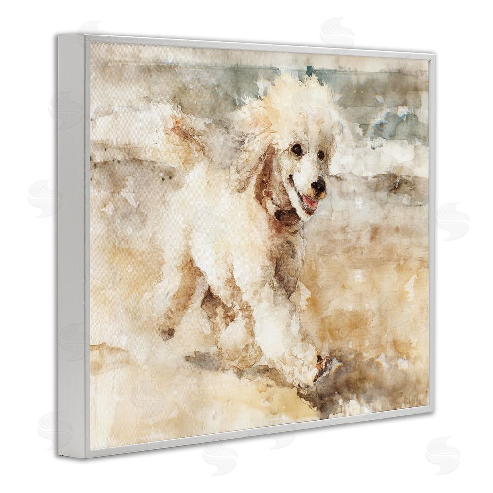 Svetlana Aleynikova Coastal Breeze & Poodle White Framed Giclee Wall Art Print