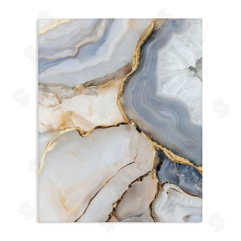 Svetlana Aleynikova White And Gray Geode Stretched Canvas Wall Art Print