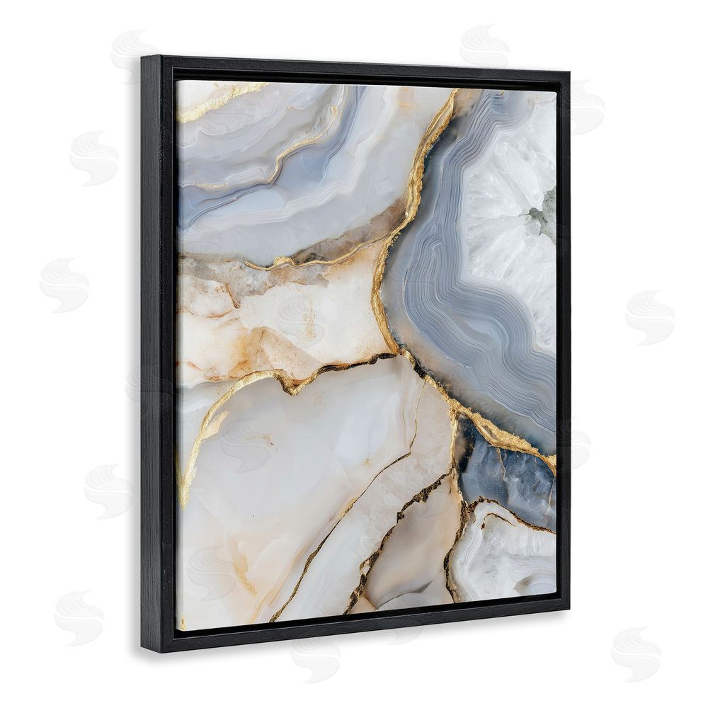 Svetlana Aleynikova White And Gray Geode Black Floating Frame Canvas Wall Art Print