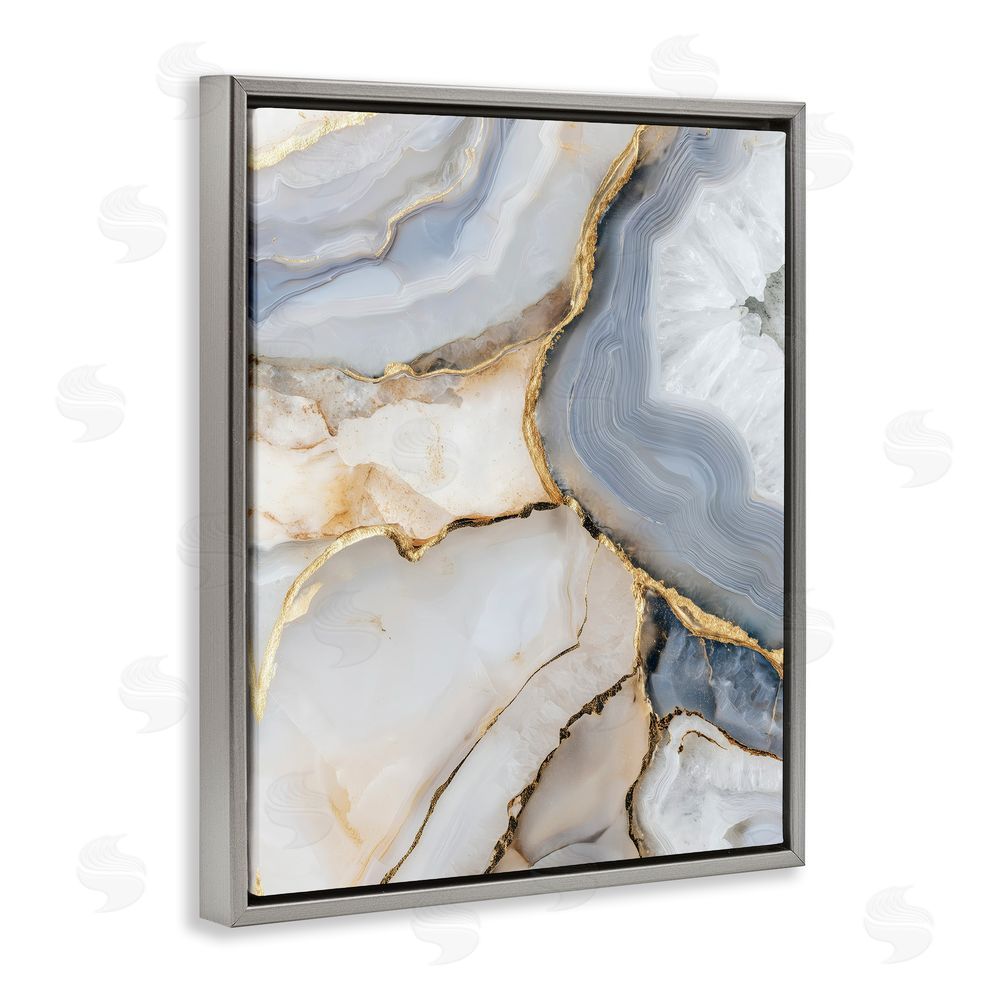 Svetlana Aleynikova White And Gray Geode Gray Floating Frame Canvas Wall Art Print