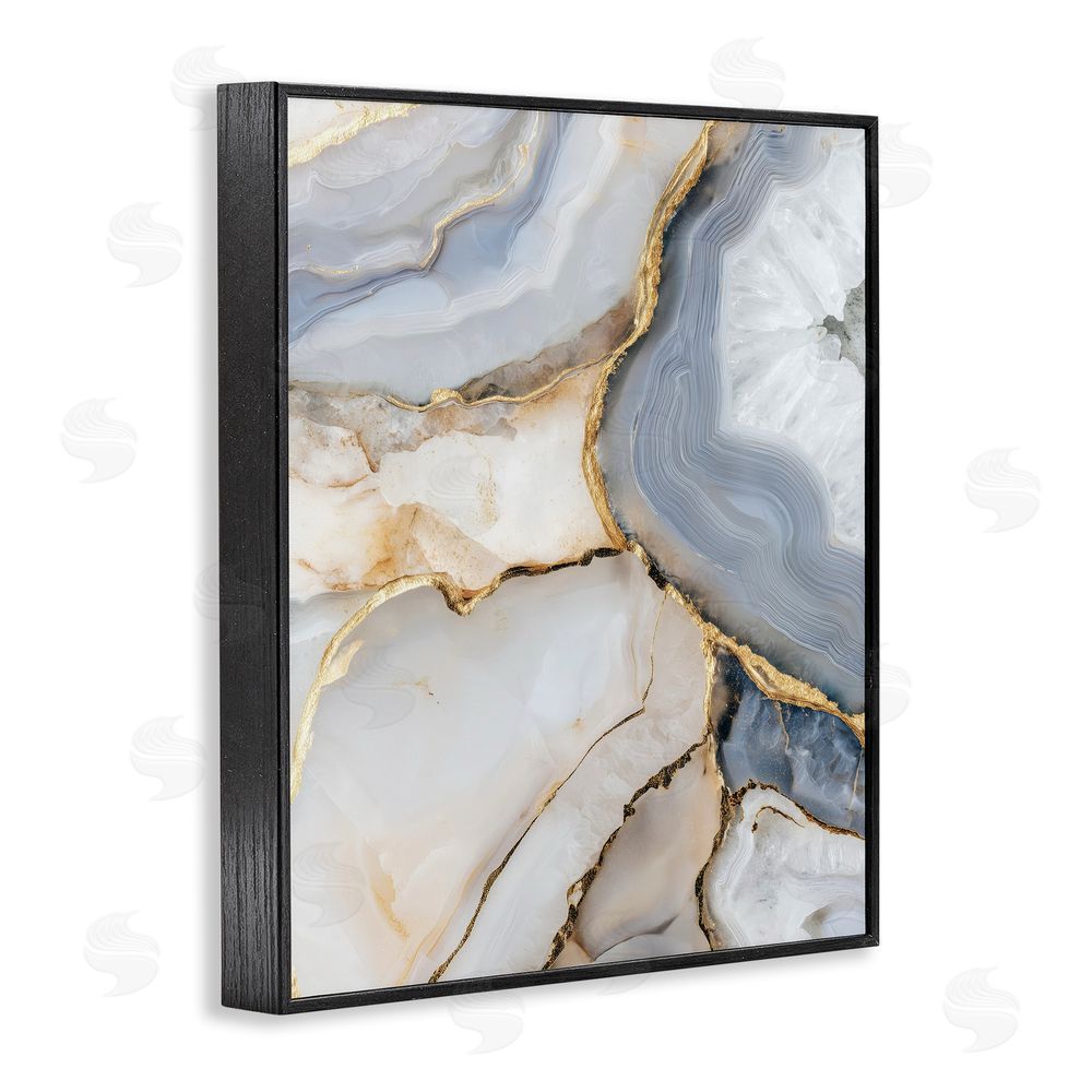 Svetlana Aleynikova White And Gray Geode Black Framed Giclee Wall Art Print