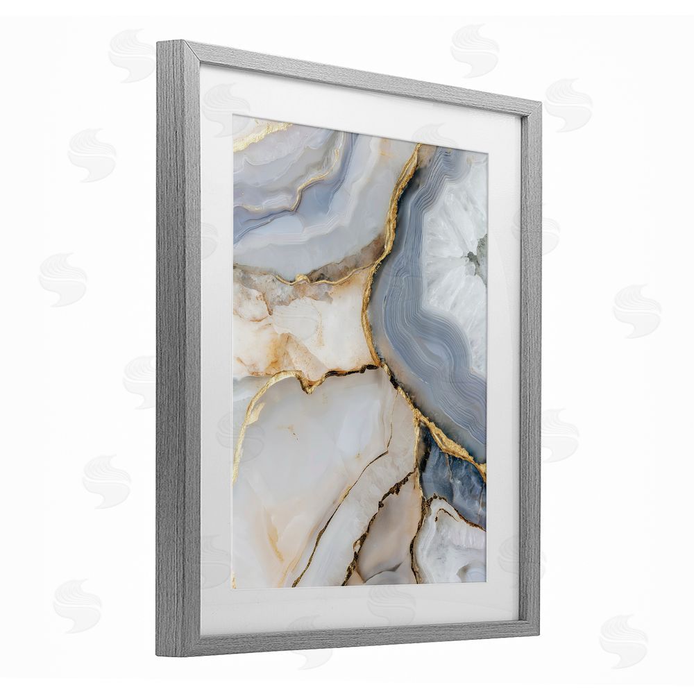 Svetlana Aleynikova White And Gray Geode Gray Framed Print Under Glass Wall Art