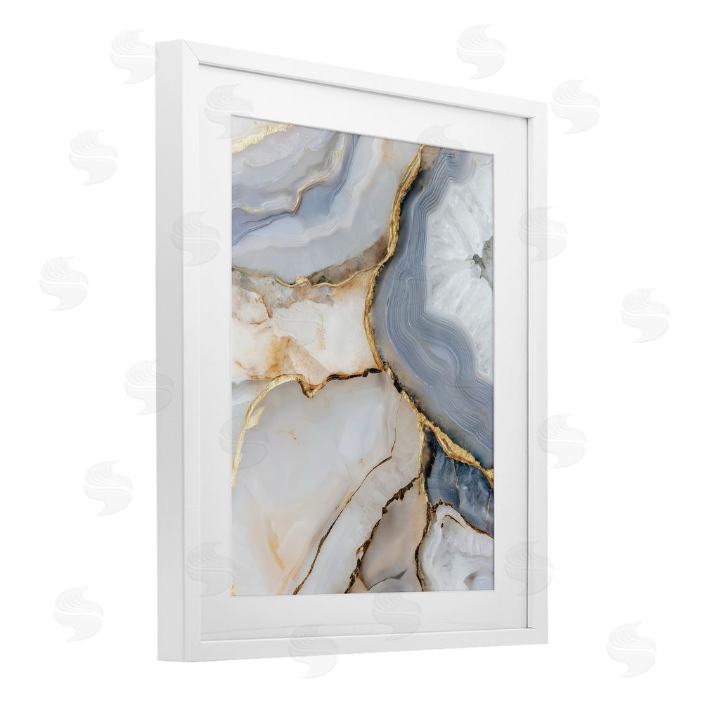 Svetlana Aleynikova White And Gray Geode White Framed Print Under Glass Wall Art
