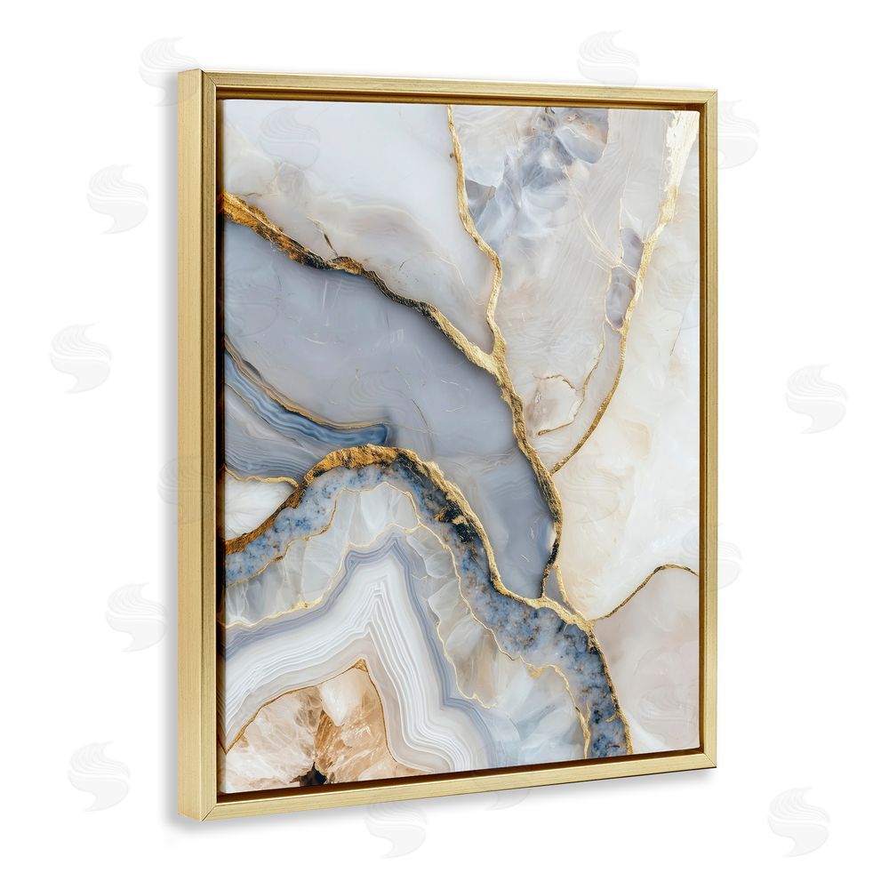 Svetlana Aleynikova Glimmering Layers of Agate Gold Floating Frame Canvas Wall Art Print