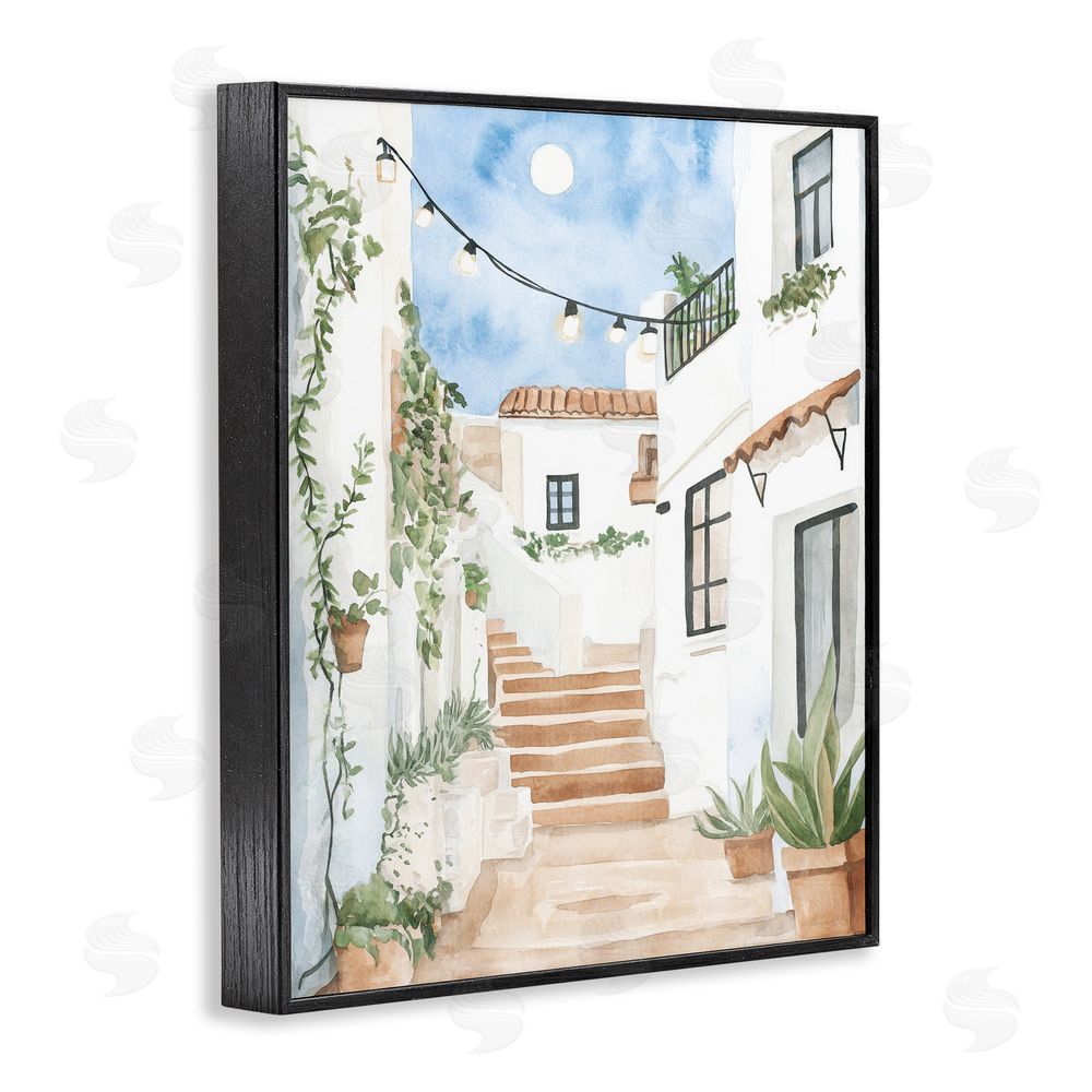 Svetlana Aleynikova Cozy Street Architecture Black Framed Giclee Wall Art Print