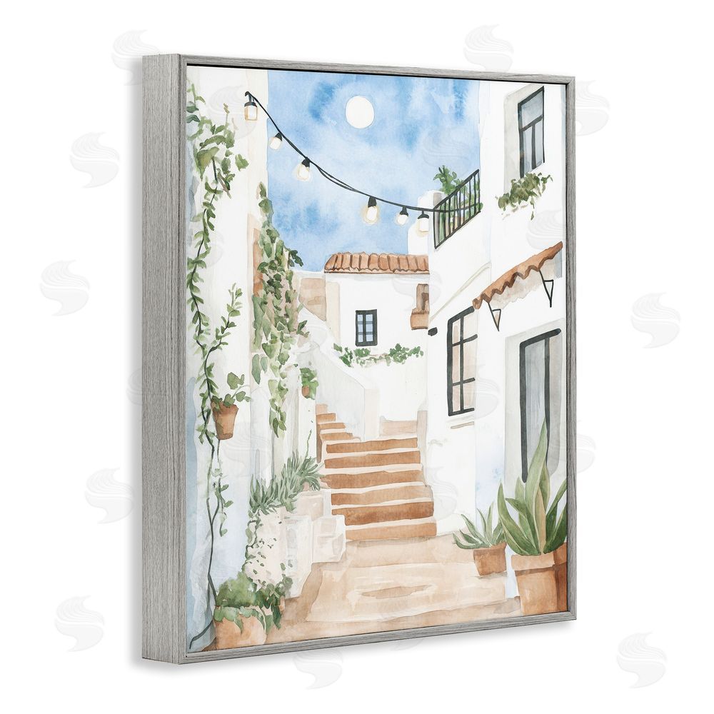 Svetlana Aleynikova Cozy Street Architecture Gray Framed Giclee Wall Art Print