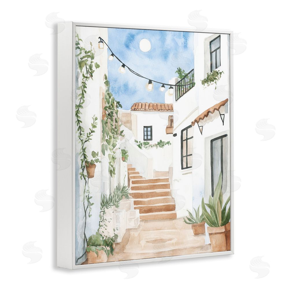 Svetlana Aleynikova Cozy Street Architecture White Framed Giclee Wall Art Print