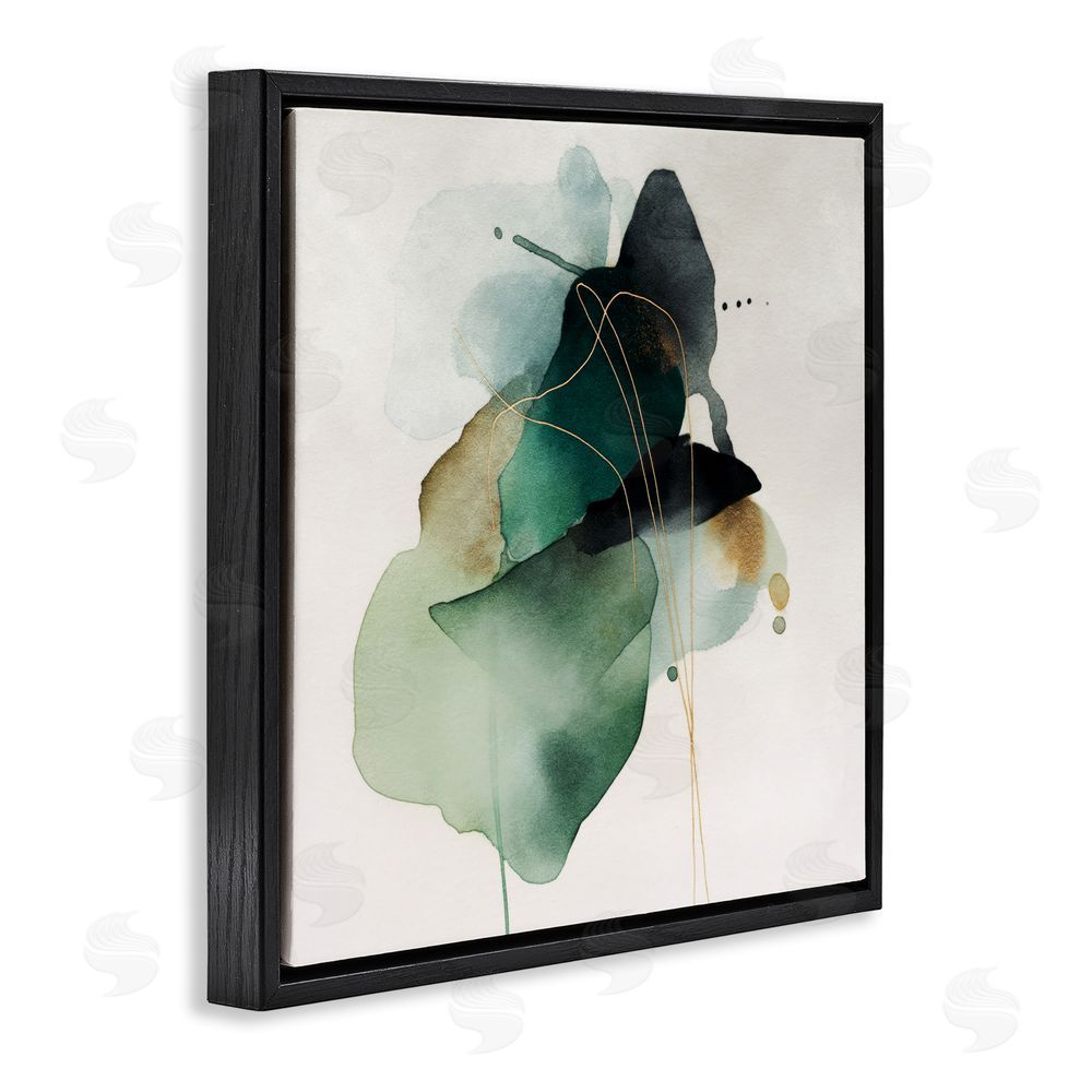 Svetlana Aleynikova Fluid Emerald Cascade Black Floating Frame Canvas Wall Art Print