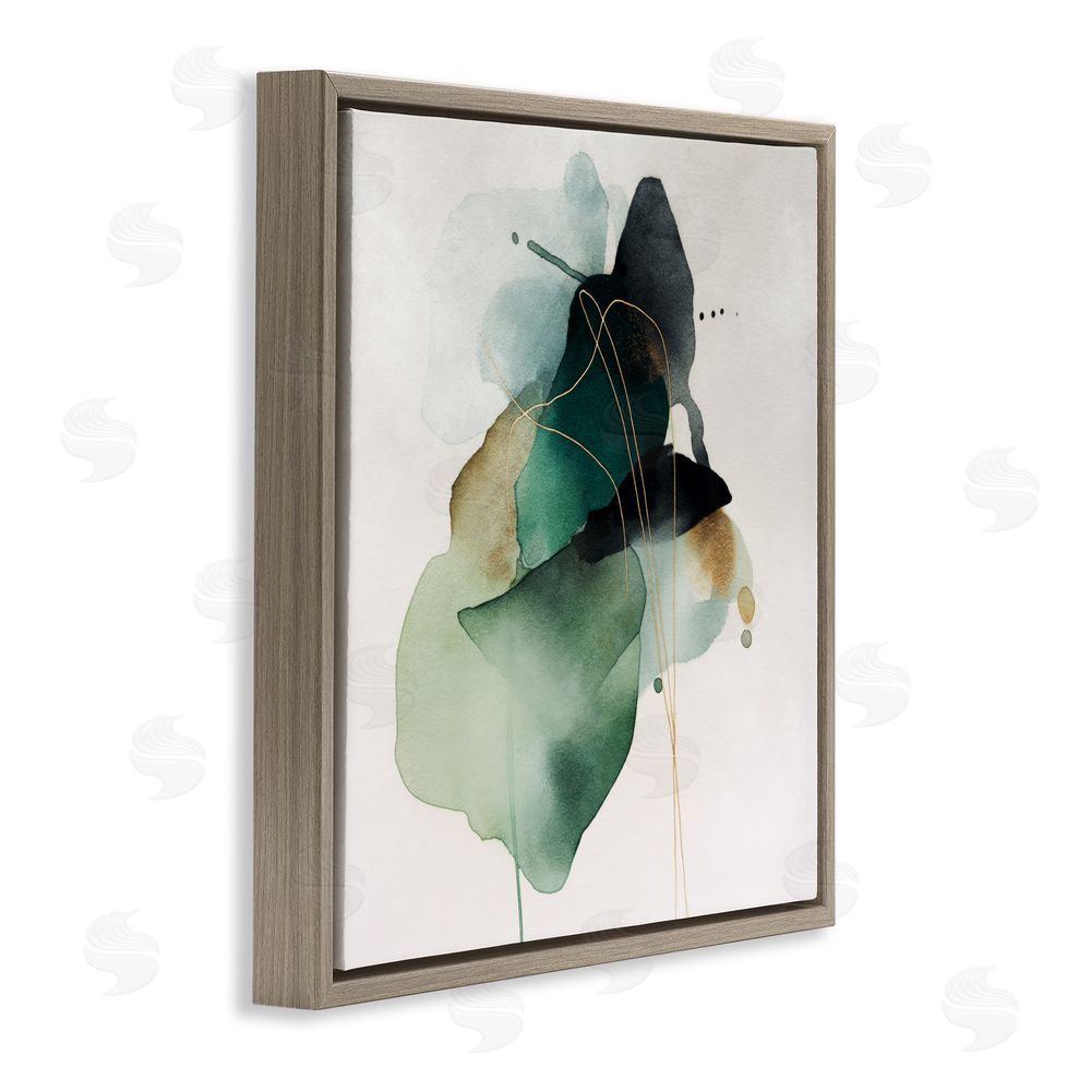 Svetlana Aleynikova Fluid Emerald Cascade Brown Floating Frame Canvas Wall Art Print