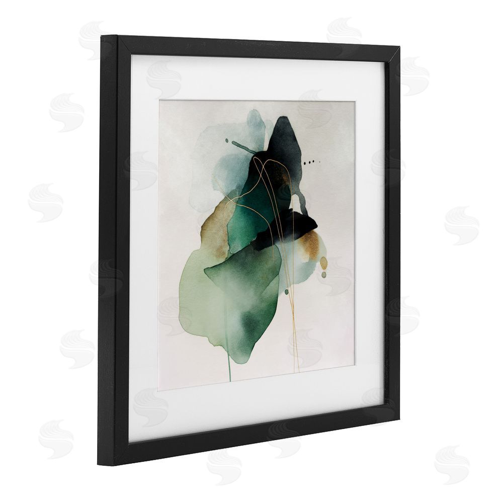 Svetlana Aleynikova Fluid Emerald Cascade Black Framed Print Under Glass Wall Art