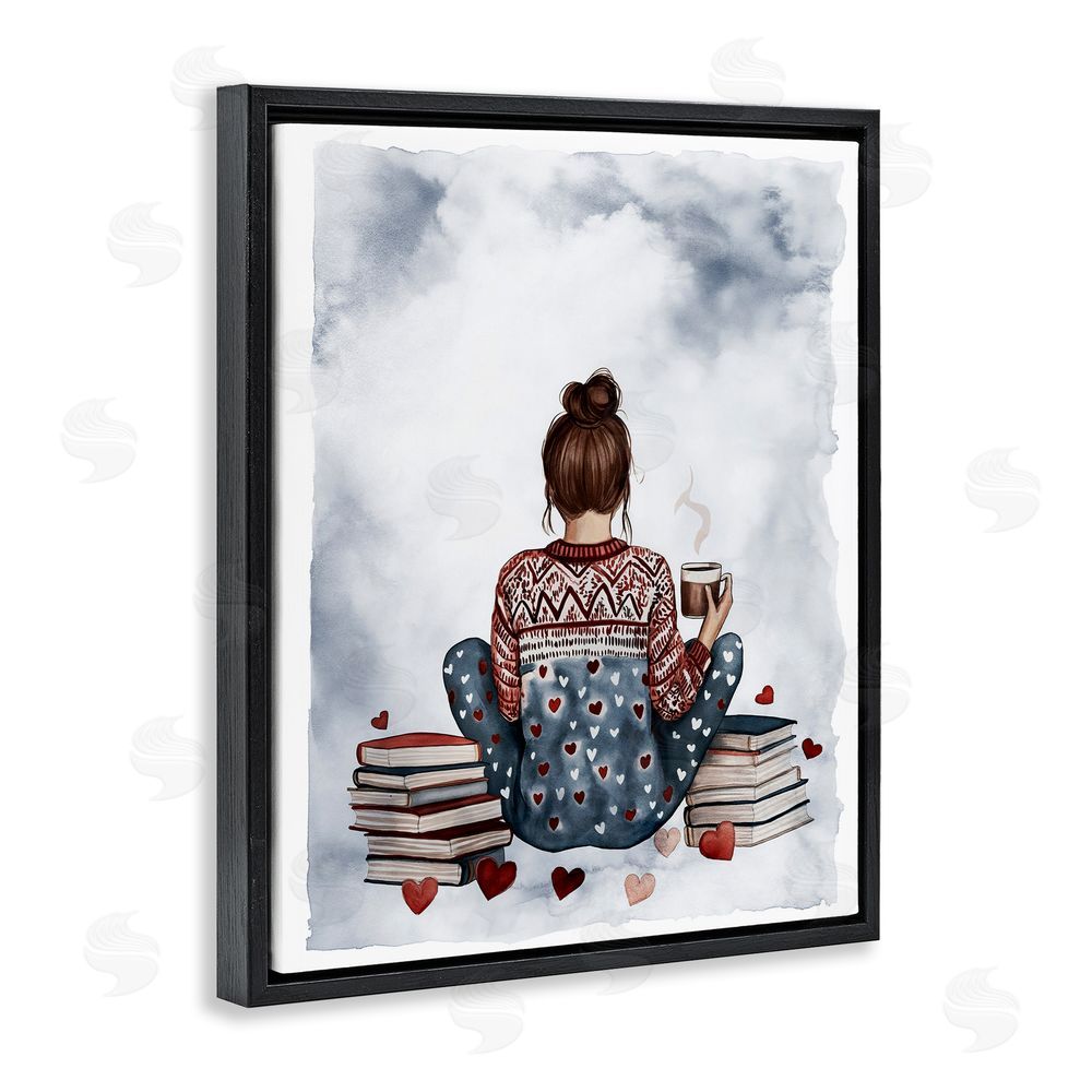 Svetlana Aleynikova Cozy Ritual Reader Black Floating Frame Canvas Wall Art Print