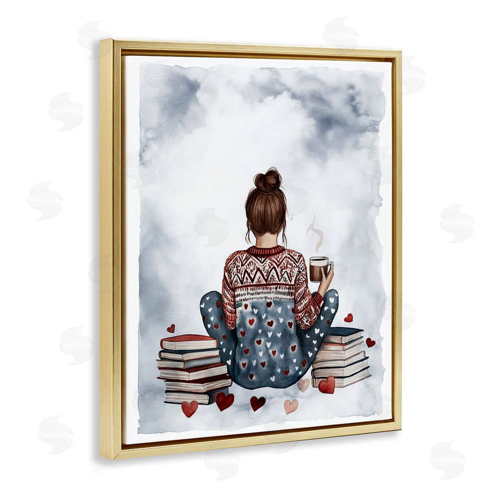 Svetlana Aleynikova Cozy Ritual Reader Gold Floating Frame Canvas Wall Art Print