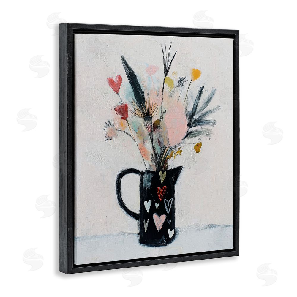 Svetlana Aleynikova Vase Of Abstract Time Black Floating Frame Canvas Wall Art Print