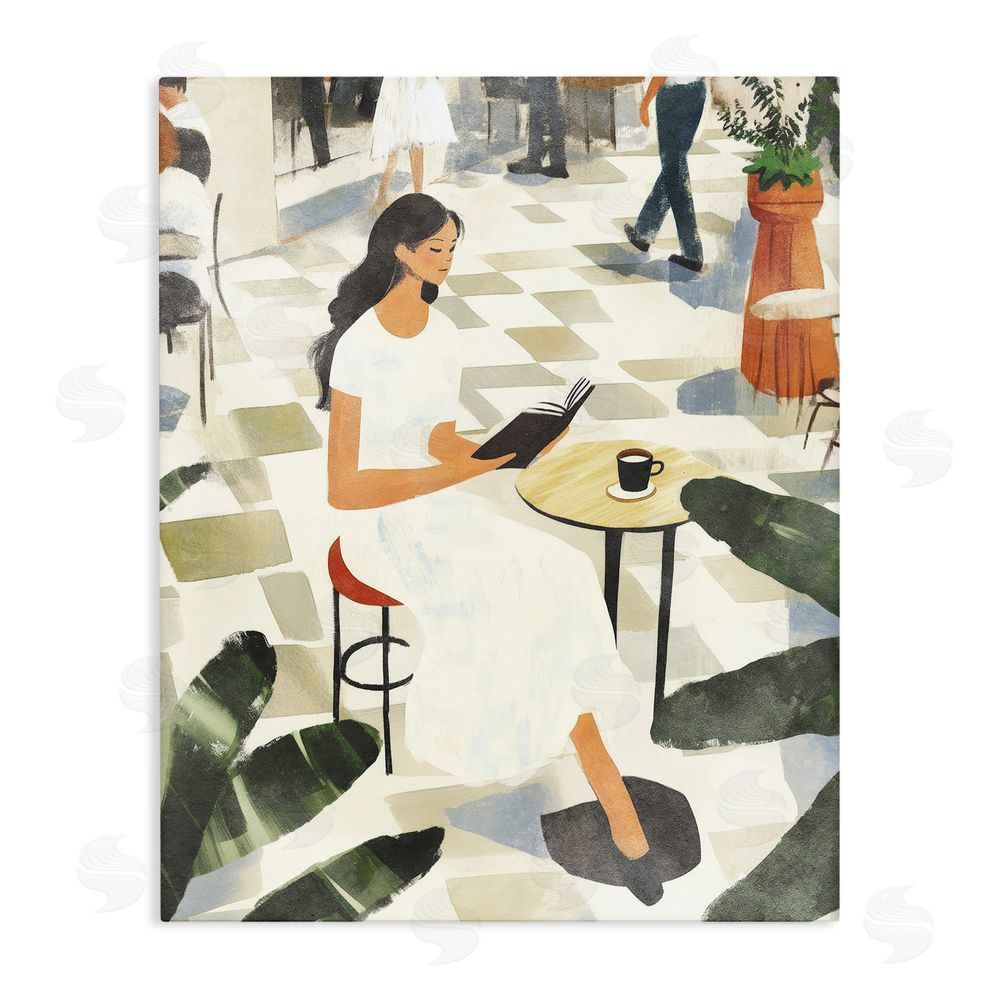 Svetlana Aleynikova Coffee & Pages in Cafe Stretched Canvas Wall Art
