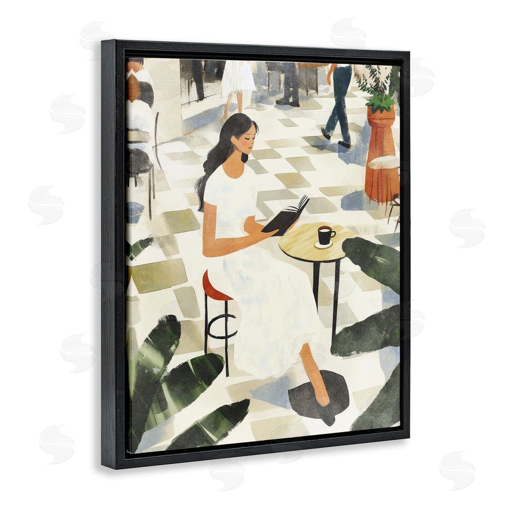 Svetlana Aleynikova Coffee & Pages in Cafe Black Floating Frame Canvas Wall Art Print