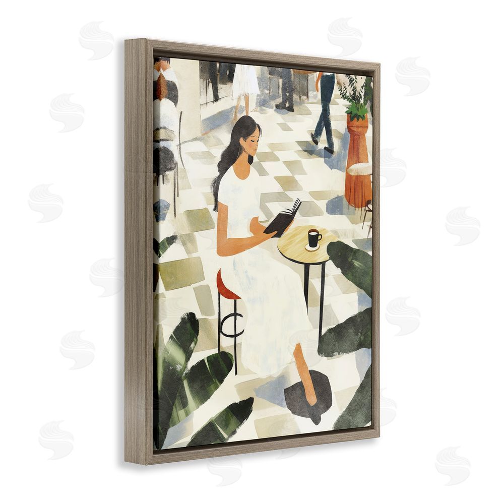 Svetlana Aleynikova Coffee & Pages in Cafe Brown Floating Frame Canvas Wall Art Print