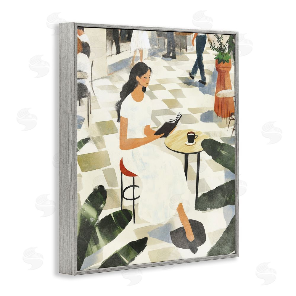 Svetlana Aleynikova Coffee & Pages in Cafe Gray Framed Giclee Wall Art Print