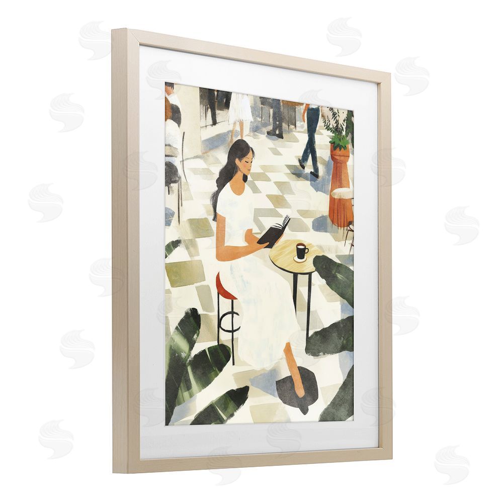 Svetlana Aleynikova Coffee & Pages in Cafe Birch Framed Print Under Glass Wall Art